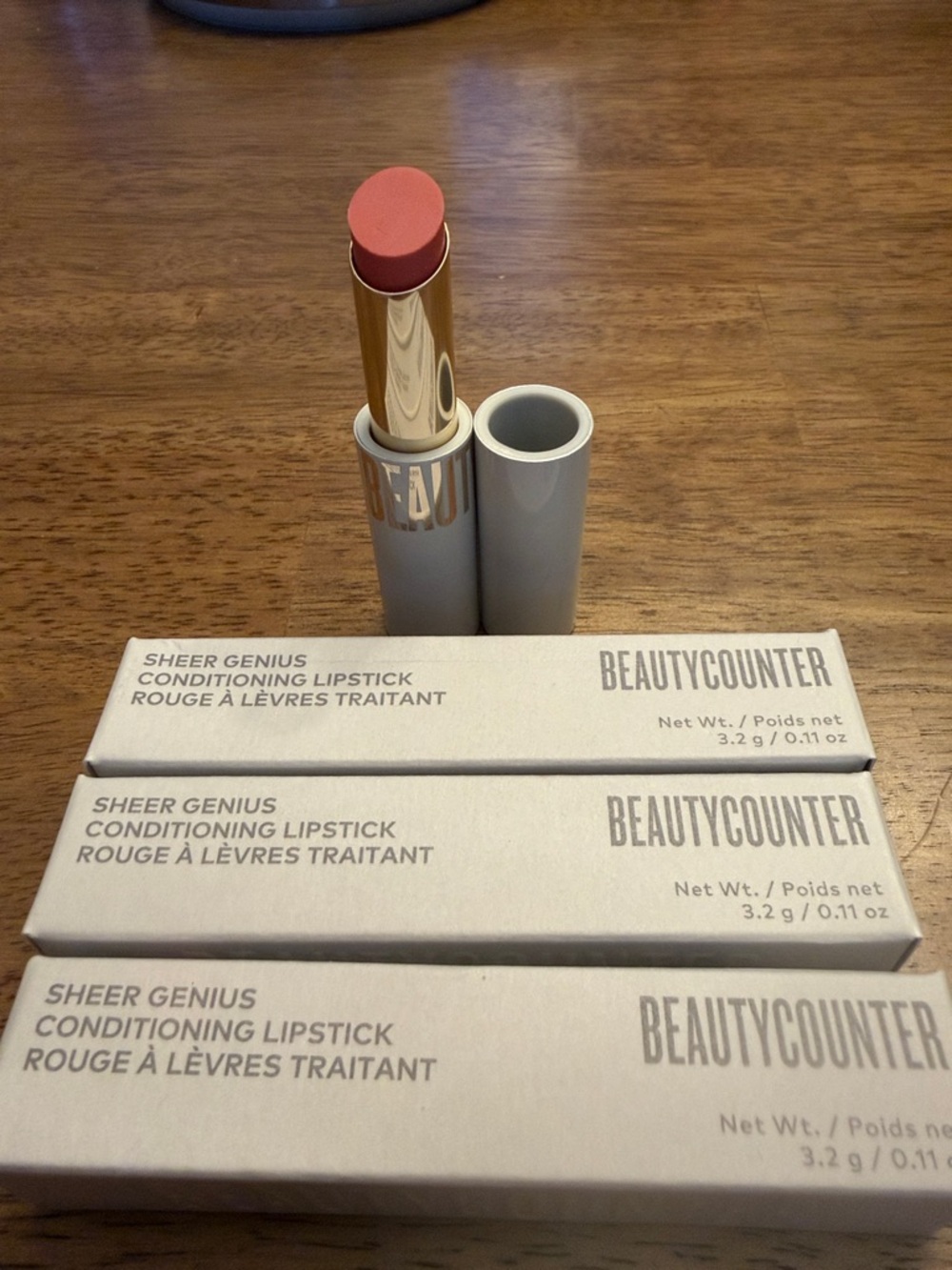 Beautycounter Sheer Genius Lipstick in Petal Set of 3 NIB